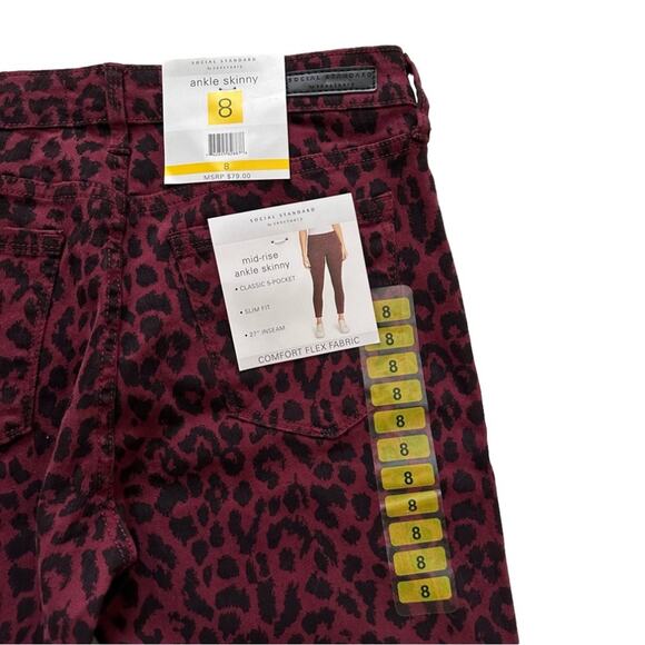 Sanctuary Ankle Jeans Red Black Cheetah Print Stretch Skinny Ankle Pants Size 8 - Picture 8 of 12